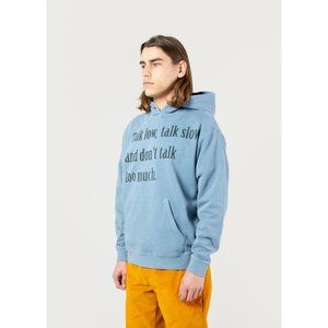 ONE OF THESE DAYS Talk low Hooded Sweatshirt | Washed Blue size S